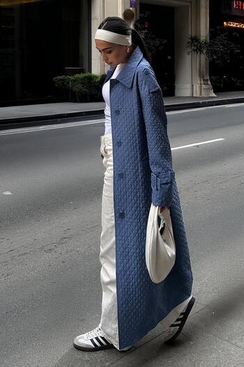 Olcay Leichter Trenchcoat mit Steppmuster, Cape und Epauletten, INDIGO 6693
