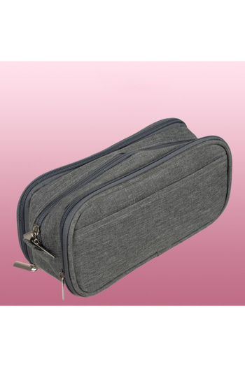 zola Storage pencil case, 3 compartments, 24 x 8.5 x 11 cm, grey