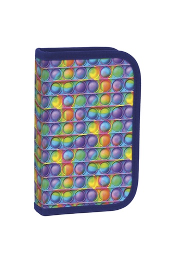zola Fitted pencil case, 23 pieces, 1 zipper, 2 flaps, Pop It model, 20 x 13 x 4 cm