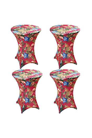 Quasar & Co. Set of 4 event table covers, elastic, round, tablecloths for cocktail/catering, d70-75cm, h82cm