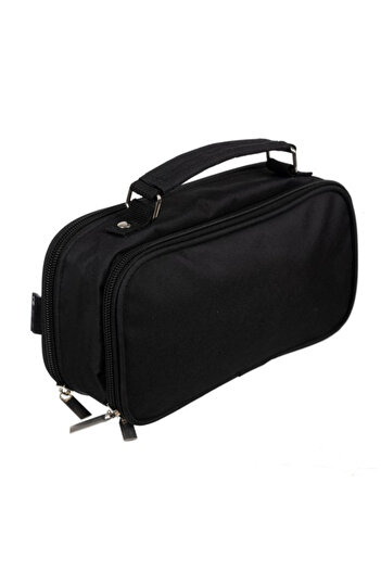 zola Black unequipped pencil case, 2 compartments, inner organizer flap, hanger, 23x7.5x11 cm