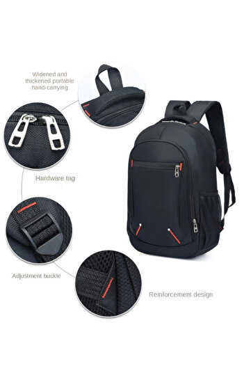 zola Waterproof teenage backpack, 2 compartments, black with red, 45x31x16 cm