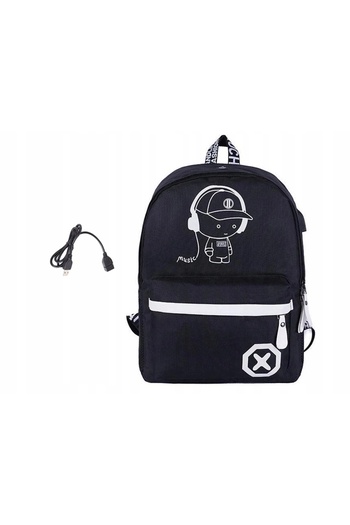 zola Teenage backpack, reflective, USB, headphone jack, 40x32x15 cm