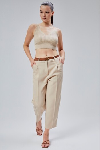 Jamila Belted Carrot Cut Women's Trousers
