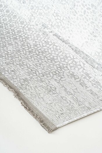 Oriente Home Soyut Desenli Yıkanabilir Kaymaz Taban Şönil Gri Salon Halısı 8309