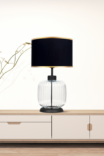 MINIMAL ETICARET VE BILGI TEKNOLOJILERI İntense Transparent Black - Black - Gold - Glass Lampshade