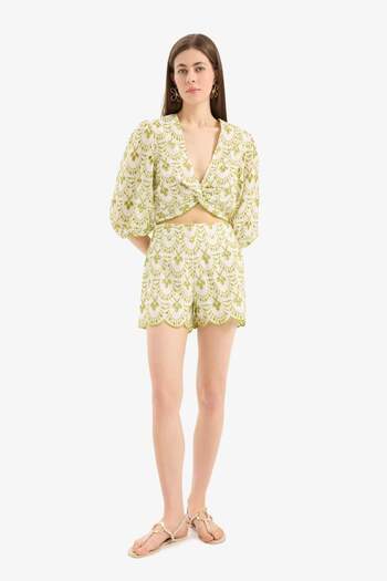 DeFacto Gemusterte bestickte Brode Strandshorts-Fall in Love C6173AX25SM