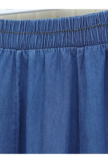 Modamorfo Elastic waist piece fabric denim skirt -indigo