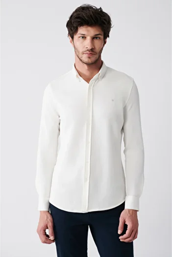 Avva Men's White Easy-Iron Cotton Shirt A31Y2016