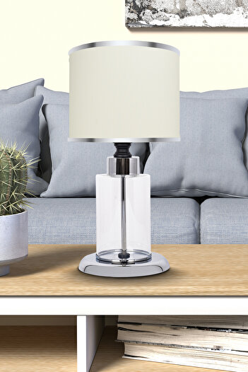 MINIMAL ETICARET VE BILGI TEKNOLOJILERI Harmony Silver - Beige - Mini Glass Lampshade