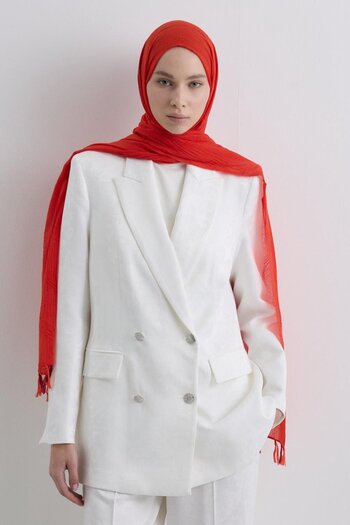 Fenza Lilyum Coral Fringe Tassel Cotton Shawl