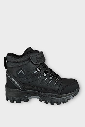 Liger Velcro Zippered Wool Inside Cold-Proof Outdoor Daily Children's Boots Black - Smoke