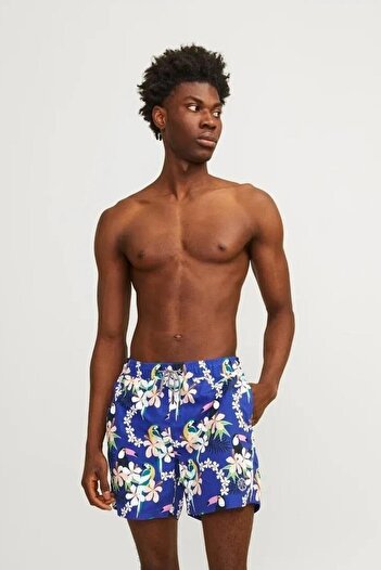 Jack & Jones JPSTFIJI JJSWIM AOP SS24 Mavi Erkek Deniz Şortu