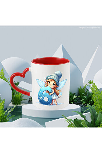 StoryGift Romania Cana cu o zana micuta care tine cifra "6" | ilustratie | scoala | matematica | c, Cu Maner Inim