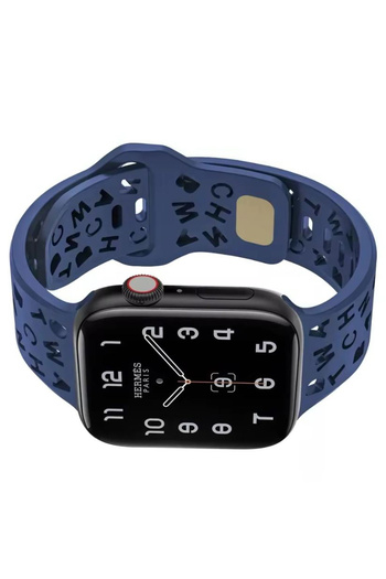 REDz Accessories Curea alfabet, decupaj literă, pentru Apple Watch, reglabilă, silicon, bleumarin - 44/45/46/49 mm