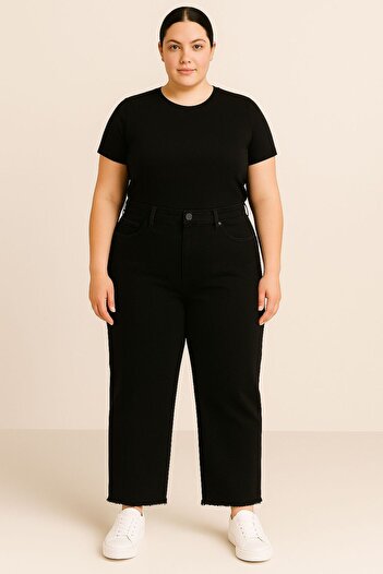 ELONİ Plus Size Jeans Lycra Jeans with Tassel Detail