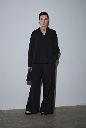 Suud Collection Black Cool Oversize Linen Shirt