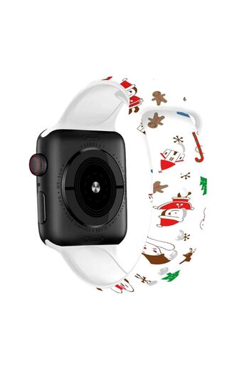 REDz Accessories Curea Dulce, Sport, pentru Apple Watch, Colecția de Crăciun, silicon, albă - 44/45/46/49 mm