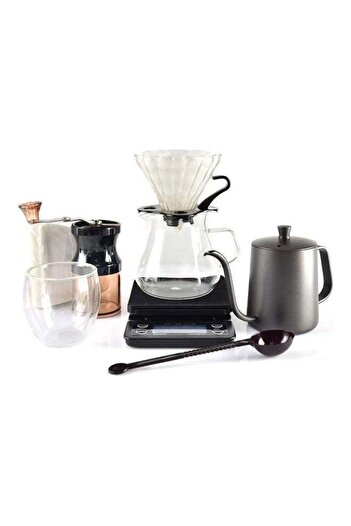 COOYA Multifunctional hand drip coffee set,food grade material,portable and durable,with storage box,black
