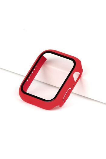 REDz Accessories Apple Watch 7/8/SE2 Case, Glass Cover, Full Protection, Red - Apple Watch 7/8 45mm