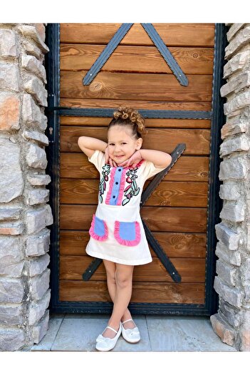 noliva bebek ve çocuk Cute Girl Ethnic Patterned Dress
