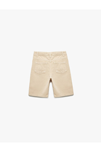 Koton Cotton Adjustable Elastic Waist Buttoned Slim Fit Jean Shorts