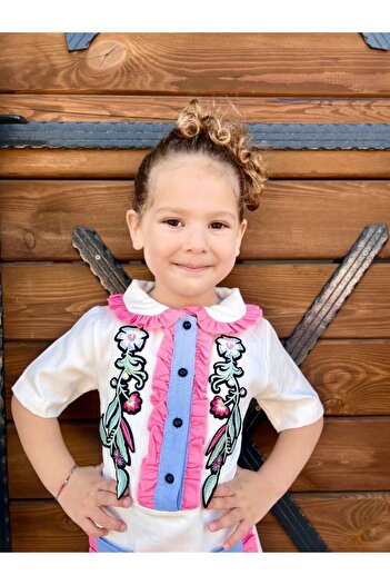 noliva bebek ve çocuk Cute Girl Ethnic Patterned Dress
