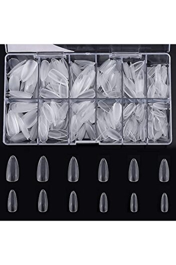 LA PERLA TECH Almond Nail Tips Clear Full Cover Medium Length Short Almond Fake Nails size10 (500 Pics)