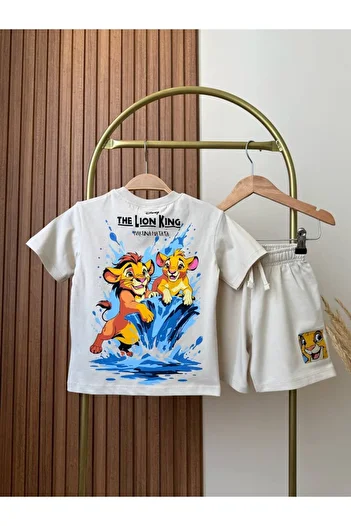 KidsSel New Season Boys Cotton Crew Neck Lion Printed Tshirt and Shorts Bottom Top Set