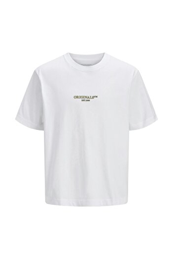 Jack & Jones Ανδρικό λευκό μπλουζάκι με λαιμόκοψη-12273157
