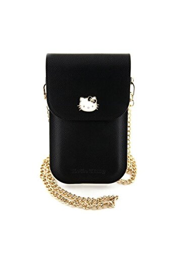 Hello Kitty Bag, Eco-Leather, Metal Logo Chain, Black