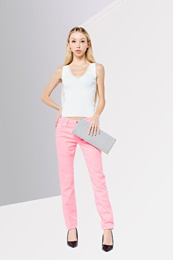 Karl Lagerfeld Women Regular Fit Solid Stretchable Denim Jeans, Pink