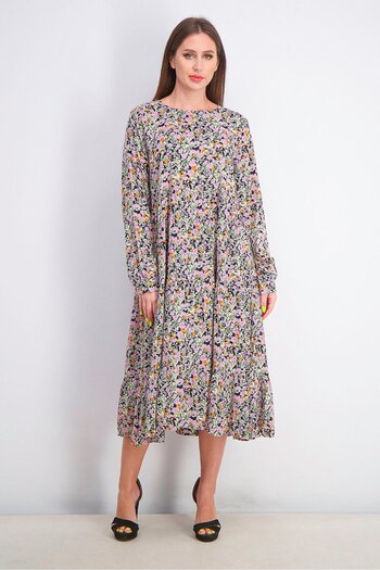 Tchibo Women Floral Midi Dress, Purple Combo