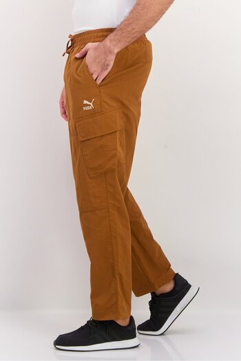 Puma Men Sportswear Fit Drawstring Outdoor Track Pants, Brown