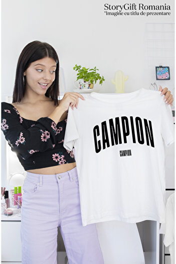 StoryGift Romania Tricou Femei Cuvantul Campion, Motivational, Self Help, Intelegere De Sine, Apre Wht_l