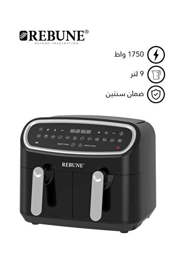 RİBBON Air Fryer with Double Bowls for Frying/Baking/Grilling/Roasting and Reheating 3.4L Capacity,