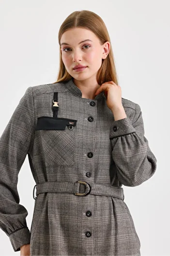 Zühre Judge Collar Belted Beige Overcoat 13065