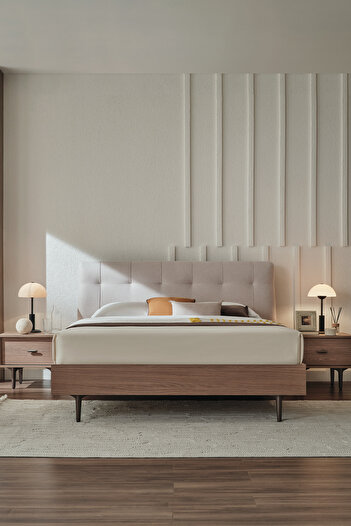 Enza Home Paloma Başlıklı Karyola 2'li Set - Krem