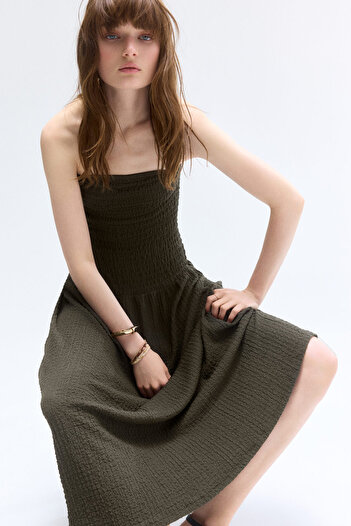 H&M Büzgülü Bandeau Elbise
