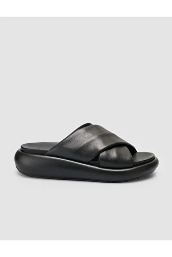 Cabani 100% Genuine Leather Black Women's Slippers