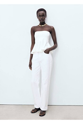 MANGO Woman Top peplum fără bretele