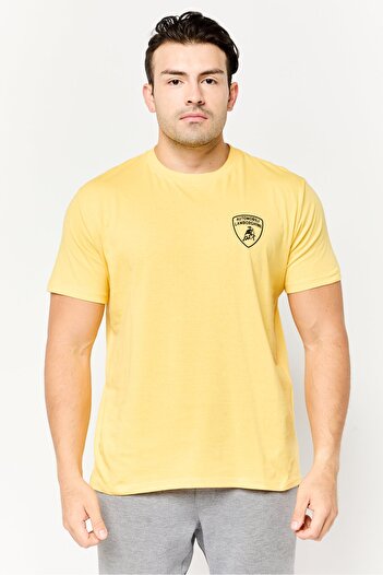 Lamborghini Men Sportswear Fit Short Sleeve Outdoor T-Shirt, Yellow