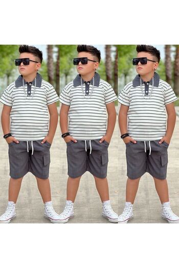 zeynoshkids Boys' Summer T-Shirt - Linen Shorts Bottom Top Eid Set
