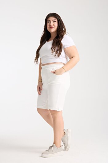 SERRAXXL Modal Fabric Large Size Slit Detail Comfortable Shorts