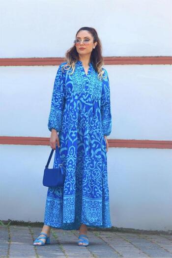 Ritnice Prive Γυναικείο Μακρύ Φόρεμα Aden Blue Katleya