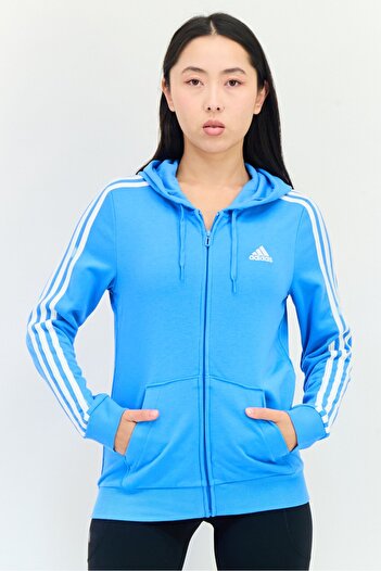 adidas Women Sportswear Fit Long Sleeve Full Zip Outdoor Sweatshirt, Blue