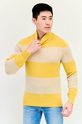 Esprit Men Turtle Neck Two Tone Sweater, Multicolor