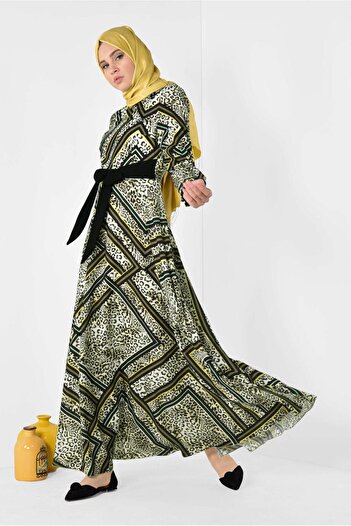 Alvina Leopard and Graphic Patterned Dress 4944