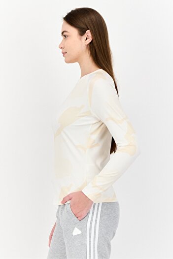 adidas Women Sportswear Fit Long Sleeves Camouflage Training Top, Beige
