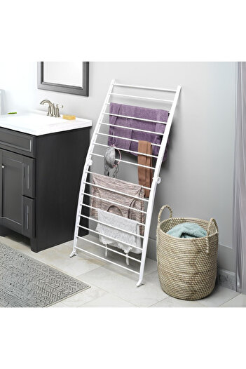 Viyogo Uscator de rufe pliabil, compact, 16 suporturi, 165 x 68 cm, alb